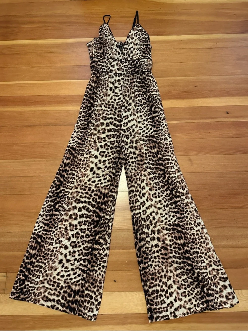 INC International Concepts Leopard-Print Wide-Leg Jumpsuit - Tan & Black - Picture 2 of 7
